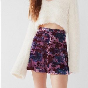Urban Outfitters Purple Pattern Velvet Mini Skirt